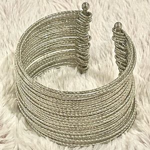 Boho Silver Tone Bangles Stack Cuff Bracelet